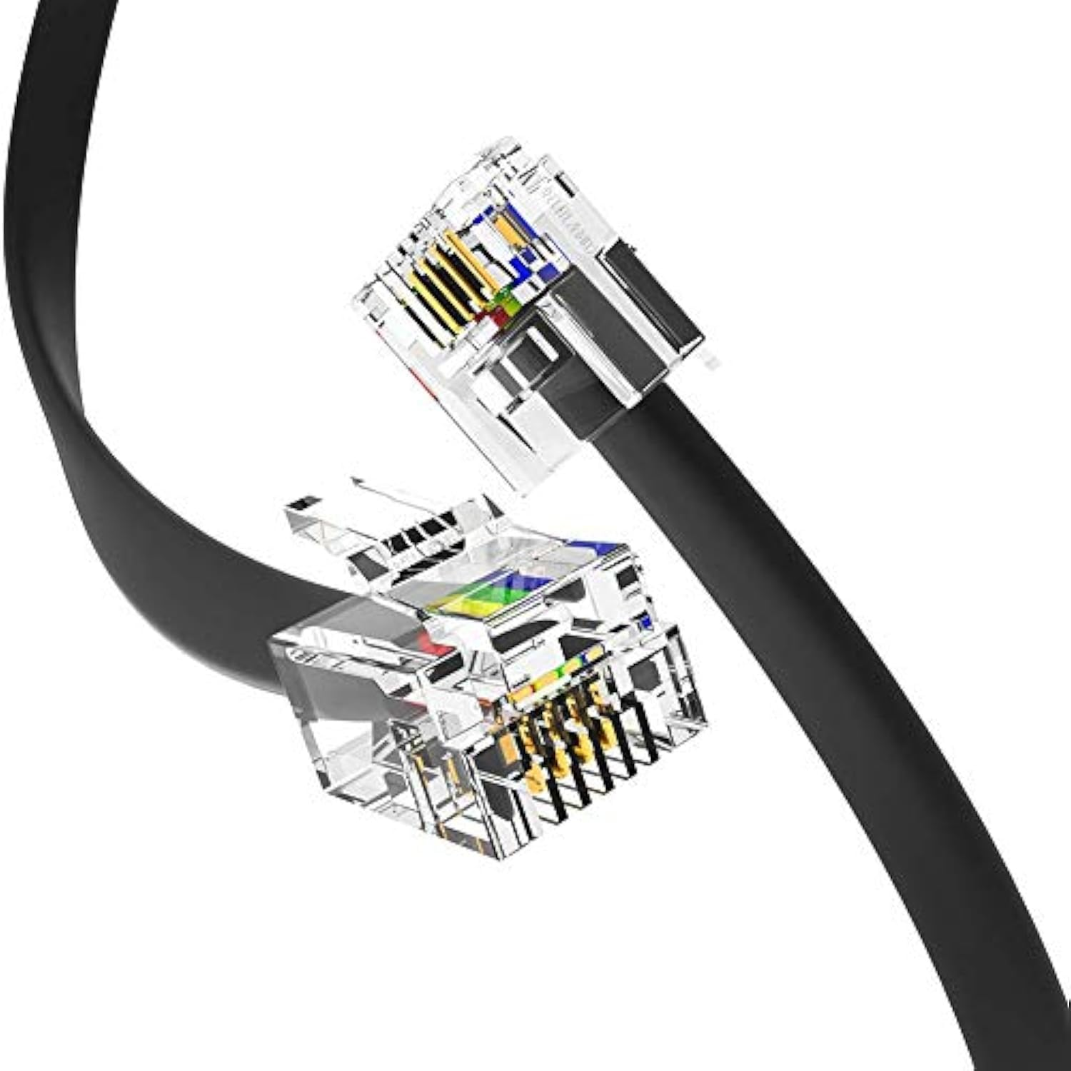 12 Inch Premium Quality Telephone Cable, RJ11 Male to Male 6P4C Phone Line Cord. Made in USA by Retail&Bulk (Black) image number 6