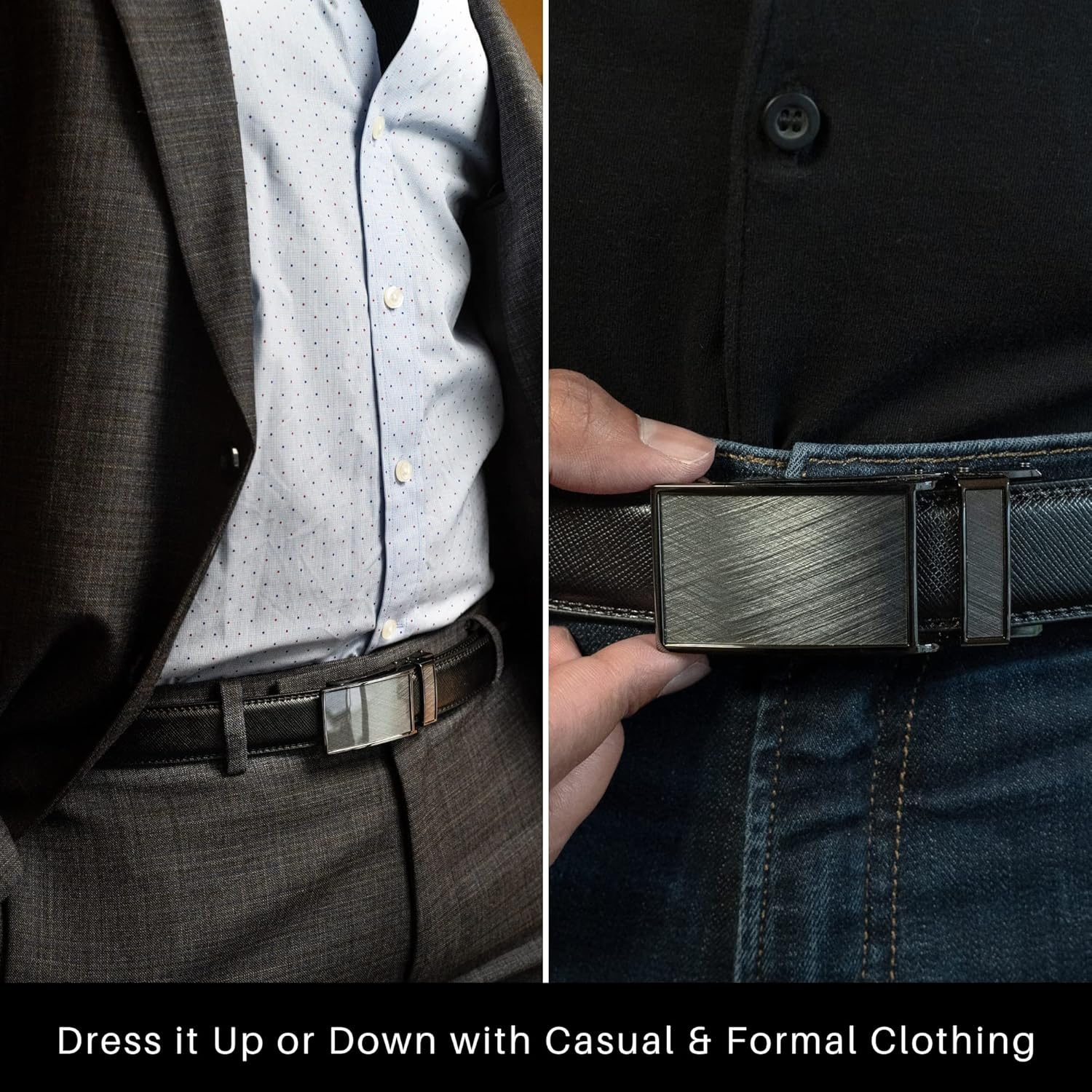 Marino Avenue Men'S Genuine Leather Ratchet Dress Belt with Linxx Buckle, Enclosed in an Elegant Gift Box image number 5