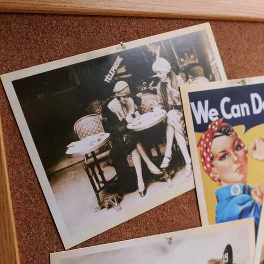 800 PCS Map Tacks 1/8-Inch Retro Metallic Color Beads, Dakuan Head Marking Push Pins for World Map, Cork Board, Fabric Marking, 4 Colors