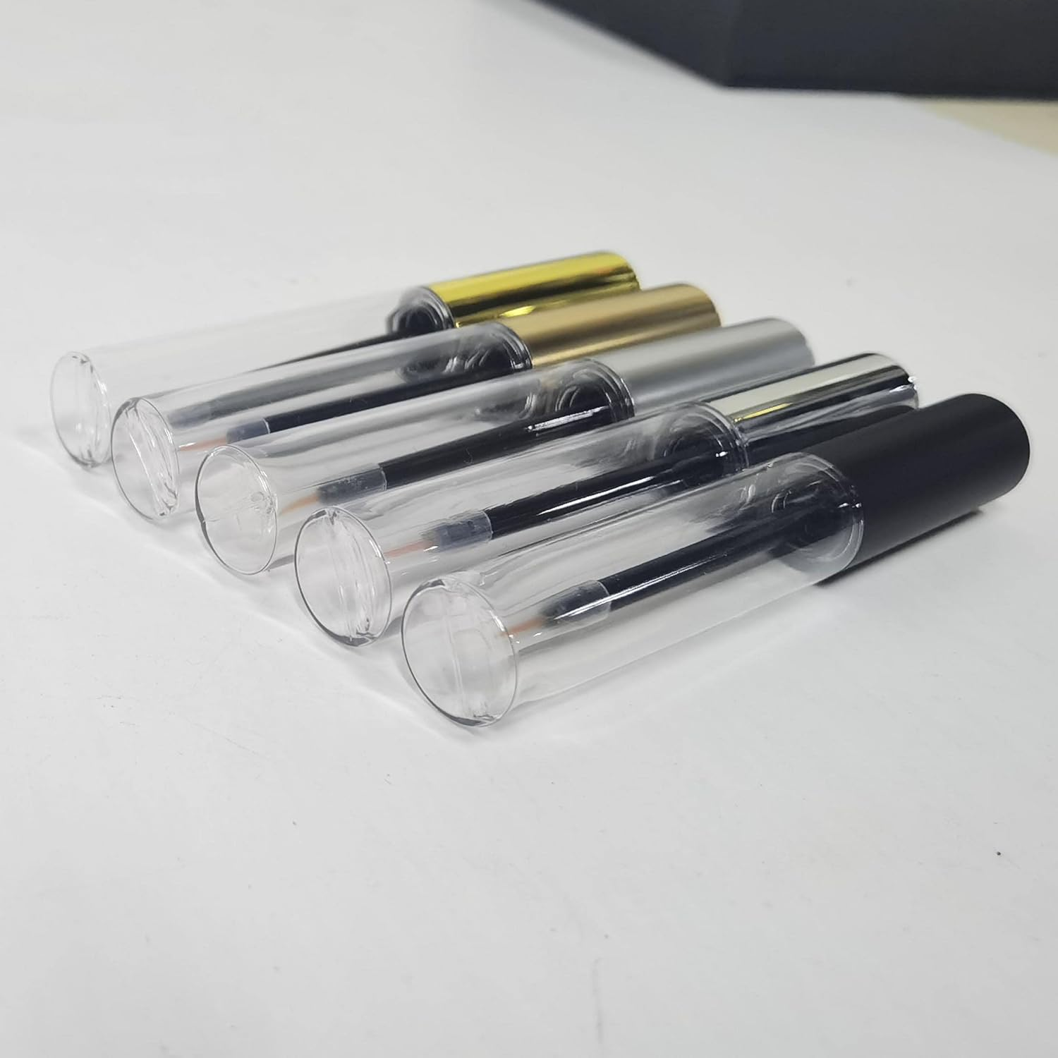 COSIDEA 12PCS Empty Plastic Matte Silver 10Ml Eyeliner Tubes Packing Vials Bottle Containe Eyeliner Brush Applicator for DIY Eyelash Growth Oil image number 4