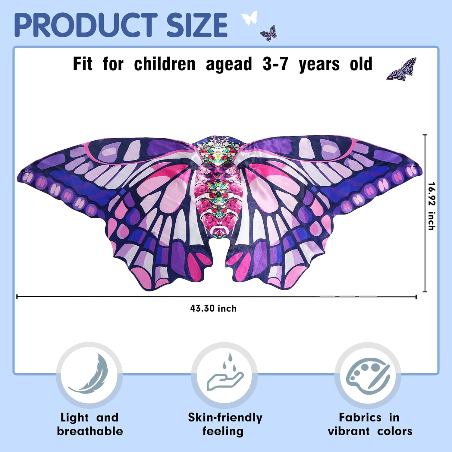 Halloween Girls Butterfly-Wings-Costume Bulk for Kids 4Pcs Butterfly Toys for Toddler Dress up for Play