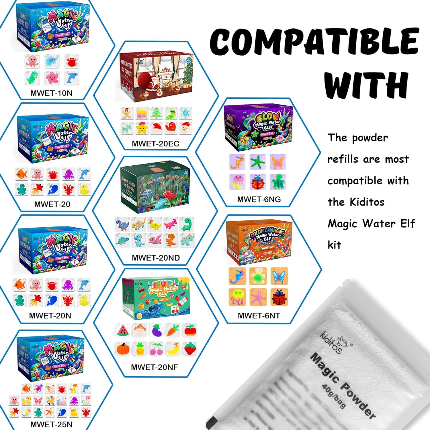 Kiditos Magic Water Elf Powder Refill,Aqua Fairy Water Gel Kit Powder Refill,5 Packs image number 3