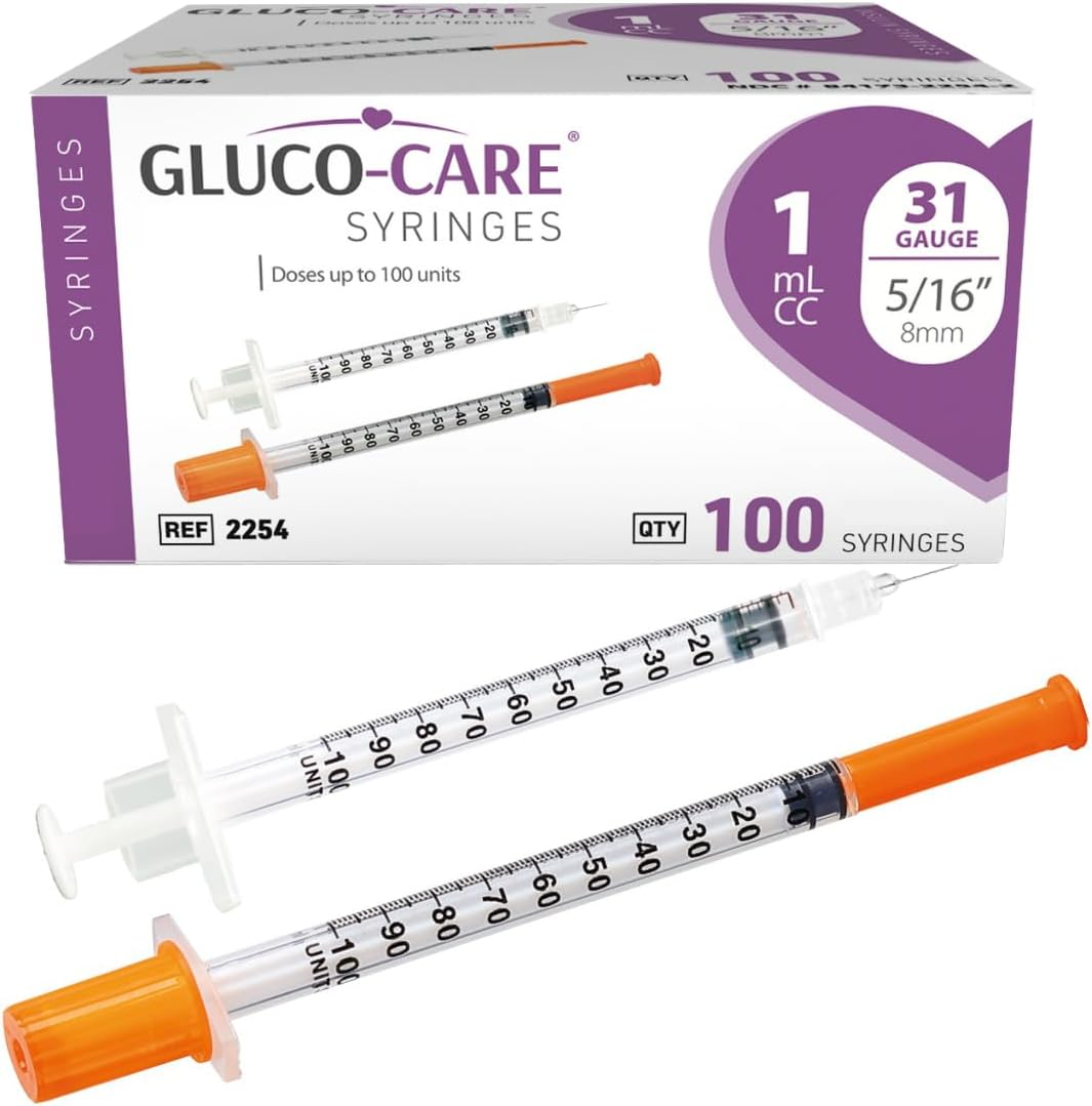 GLUCO-CARE 1 Ml/Cc Syringes 31G X 5/16&rsquo;&rsquo; (8Mm), Orange Cap, 100/Box image number 3