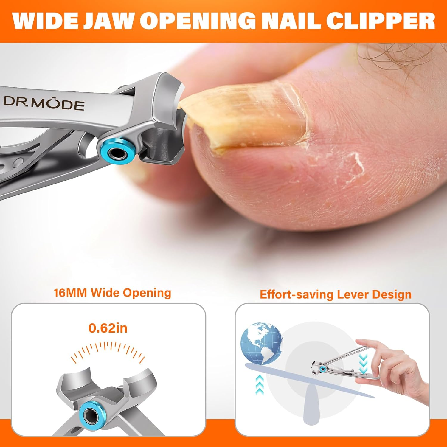 Toenail Clippers for Seniors Thick Toenails, Heavy Duty Large Toe Nail Clippers for Men Thick Nails with Wide Opening, Sharp Ingrown Toenail Clippers Nail Cutter Long Handle with Slanted Curved Blade image number 2