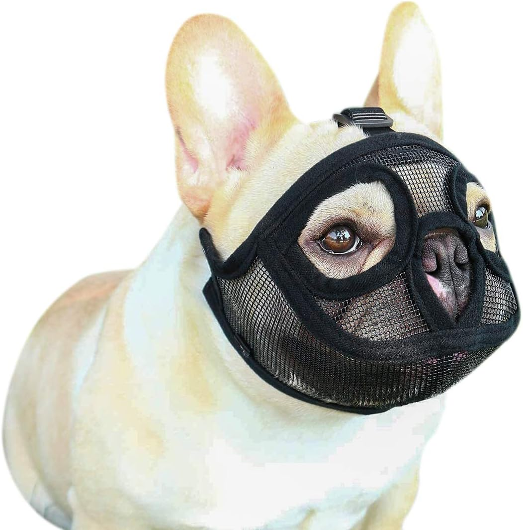 Muzzles Dog Basket Muzzle Short Snout Muzzle Bulldog Pug Basket Muzzle Adjustable Dog Mouth Cover PVC Breathable Cover Dog Mask Prevents Biting Barking