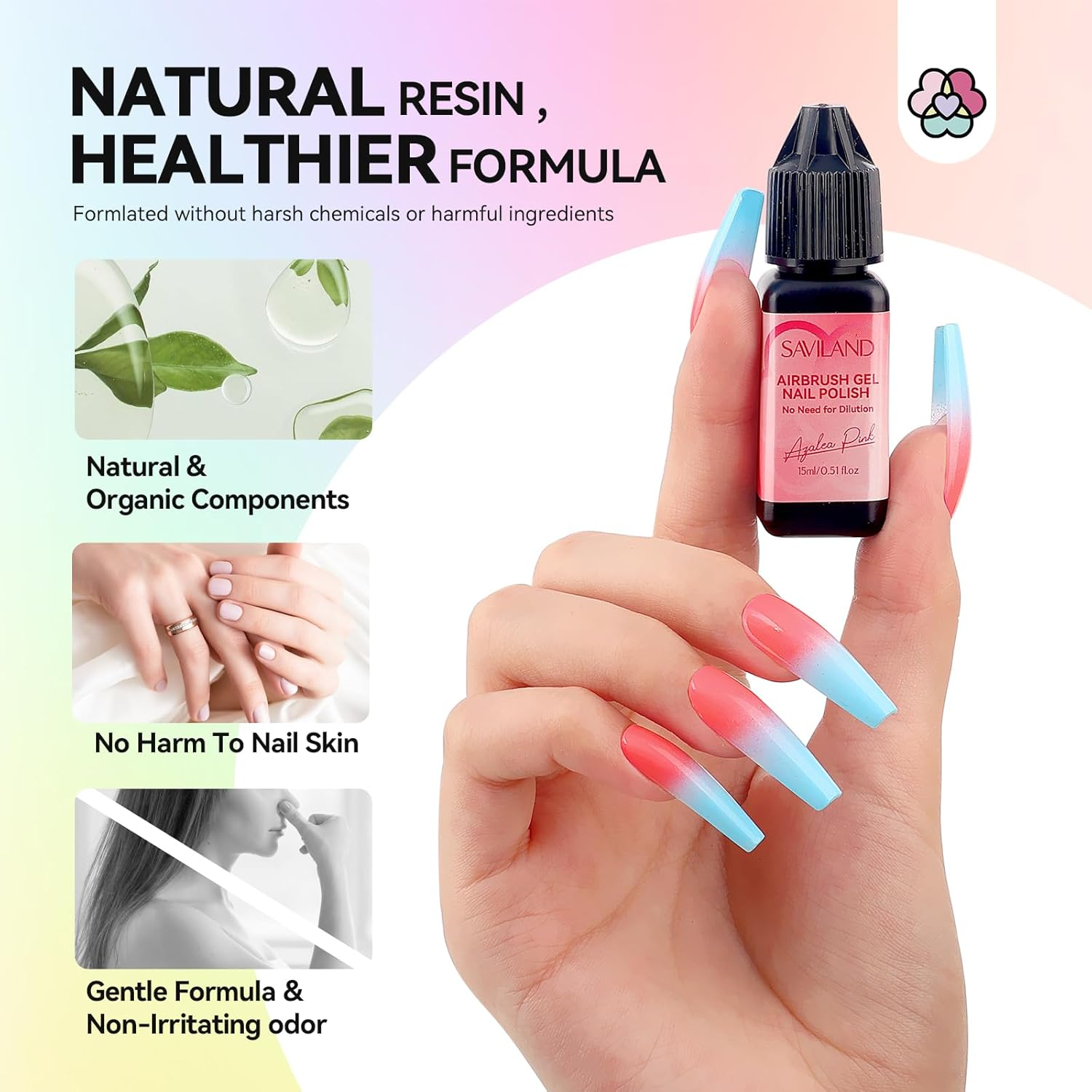 SAVILAND Airbrush Gel Nail Polish:36 Colors No Need for Dilution Gel Polish Airbrush Paint for Nail Diluted High Pigmented for Acrylic French Gradients Nails Art Stencils Cat Eye Paint Home Salon DIY image number 5