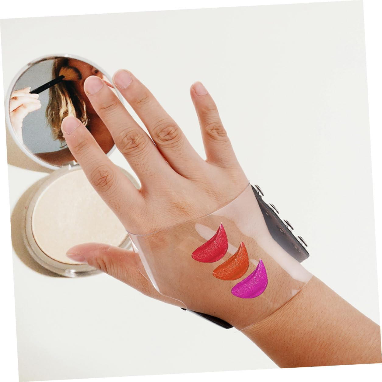 Iplusmile 2Pcs Black Small Makeup Mixing Trays Foundation Palette Cosmetic Plate for Creams and Eyeshadow Blending, Makeup Artist Tool for Precise Color Mixing image number 2