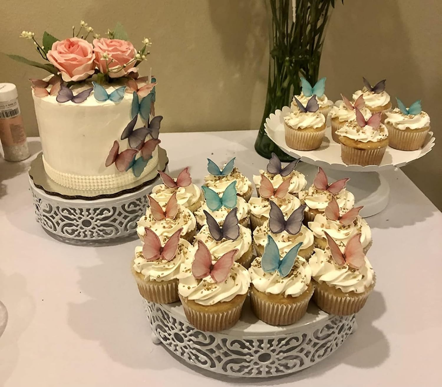 SS Cohen Edible Wafer Glutinous Paper Butterflies for Birthday Cake Decorating Include 48 Pcs Colorful Small Pastel Cupcake Topper Decorations, Birthday Cake Topper (Mixed Colour) - Pink image number 5