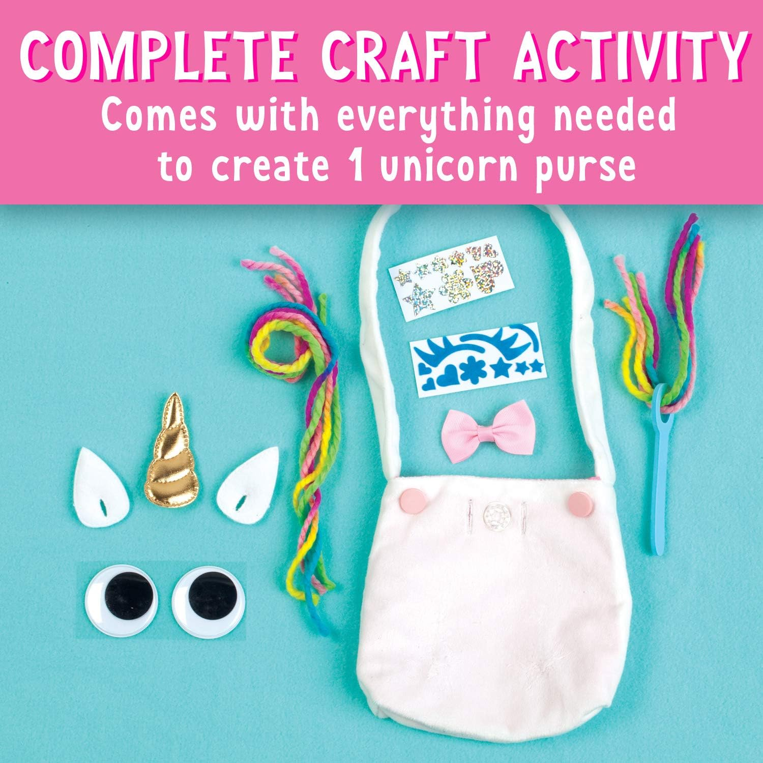 Creativity for Kids Unicorn Purse - Create a No Sew Fabric Unicorn Bag - Crafts - Boosts Fine Motor Skills for Preschoolers, White image number 2