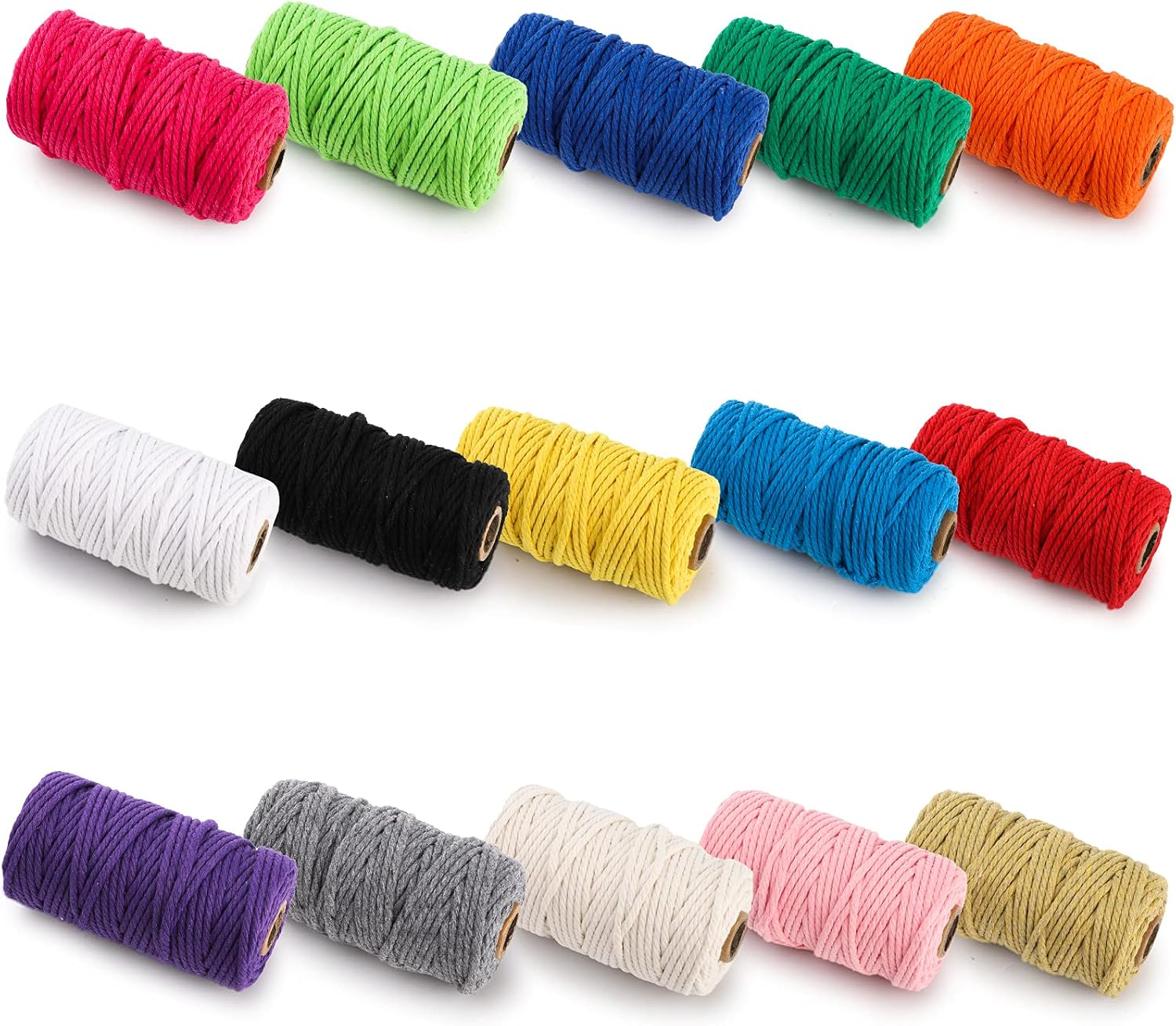 ZEAYEA 15 Rolls Macrame Cord, 3Mm X 480 Yards Natural Cotton Macrame Rope, 4-Strand Twisted Soft Cotton Twine String Cord for Artworks, Wall Hanging, Plant Hangers, Crafts, Knitting, 15 Colors image number 5