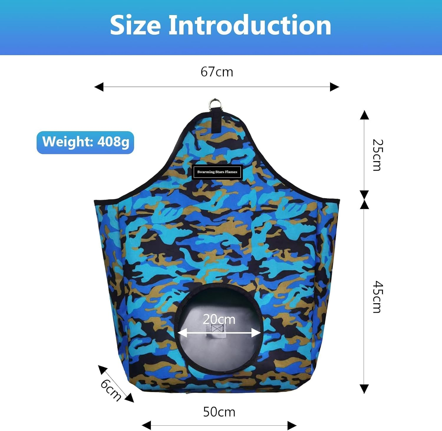 Heavy-Duty Slow Feed Hay Feeder Bag for Horses, Cows, Goats & Donkeys - Large Capacity Oxford Fabric Sack with Metal Snap Fasteners & Efficient Open-Feed Holes (Camouflage) image number 1