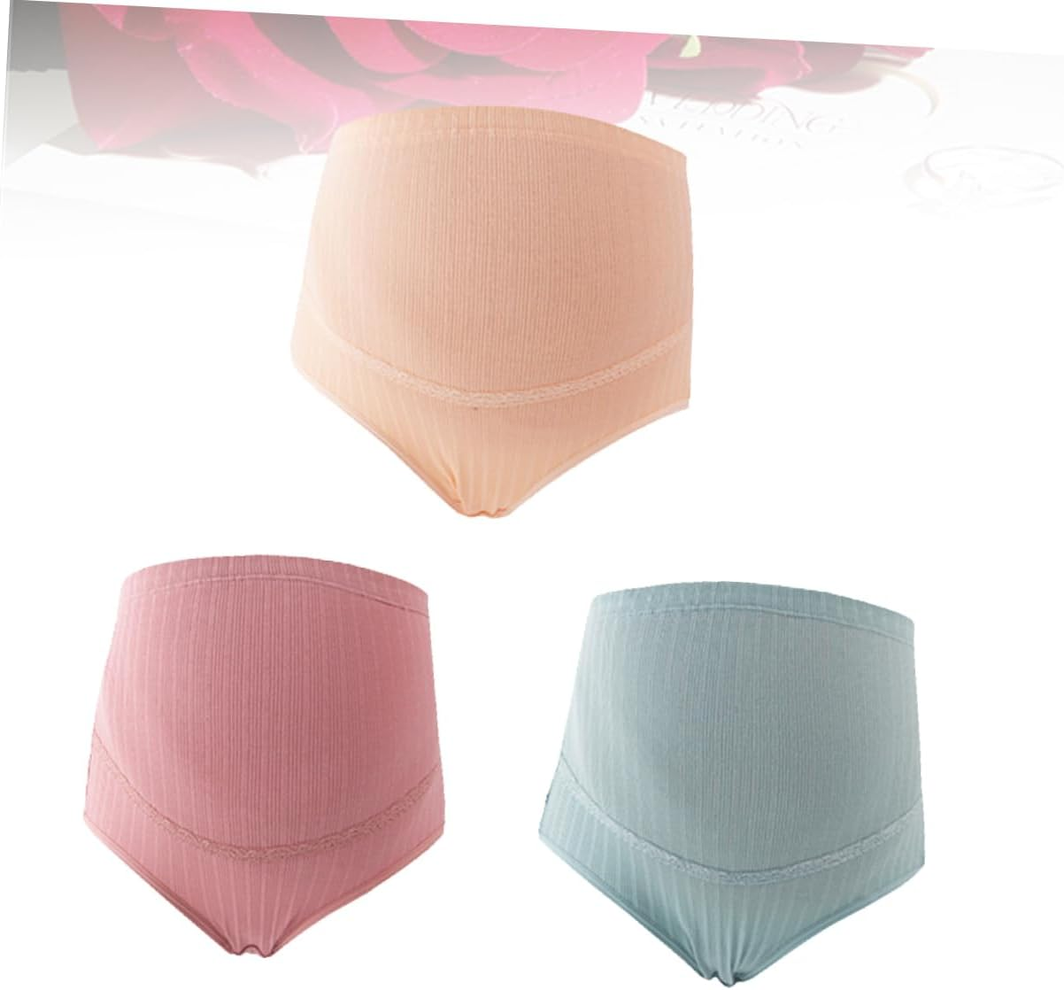 3Pcs Cotton Maternity Panties High Waist Adjustable Stomach Lift Underwear for Pregnant Women Soft Breathable Stretchy Support image number 4