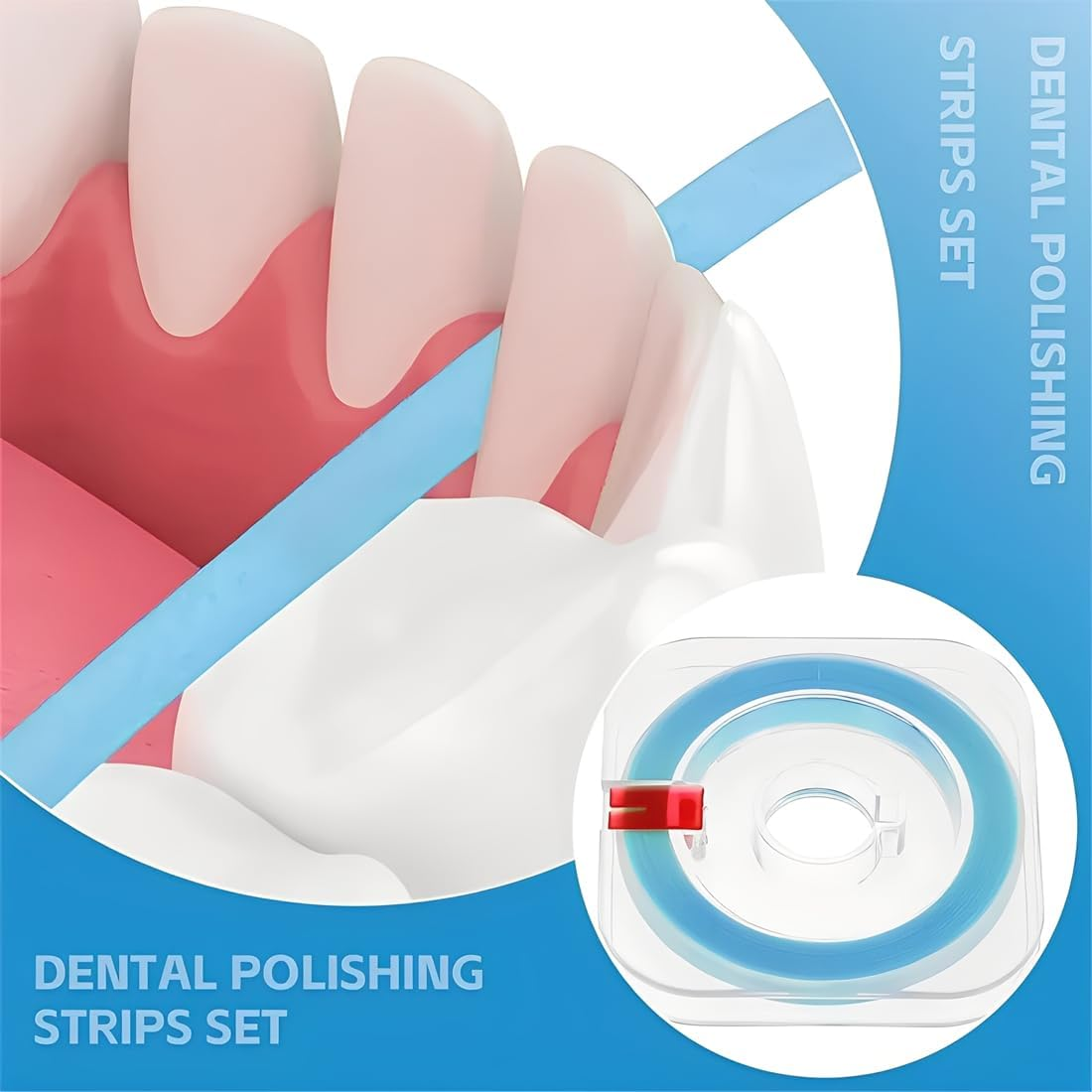 Tomedeks Dental Polishing Strips,1Pcs 30&Mu;m 6M/Roll Dental Abrasive Strip+ 3Cleaning Sponge,Resin Teeth Whitening Strips,Portable Teeth Polish,Tooth Polish Grinding Strip,Tooth Sandpaper(Blue-Medium)