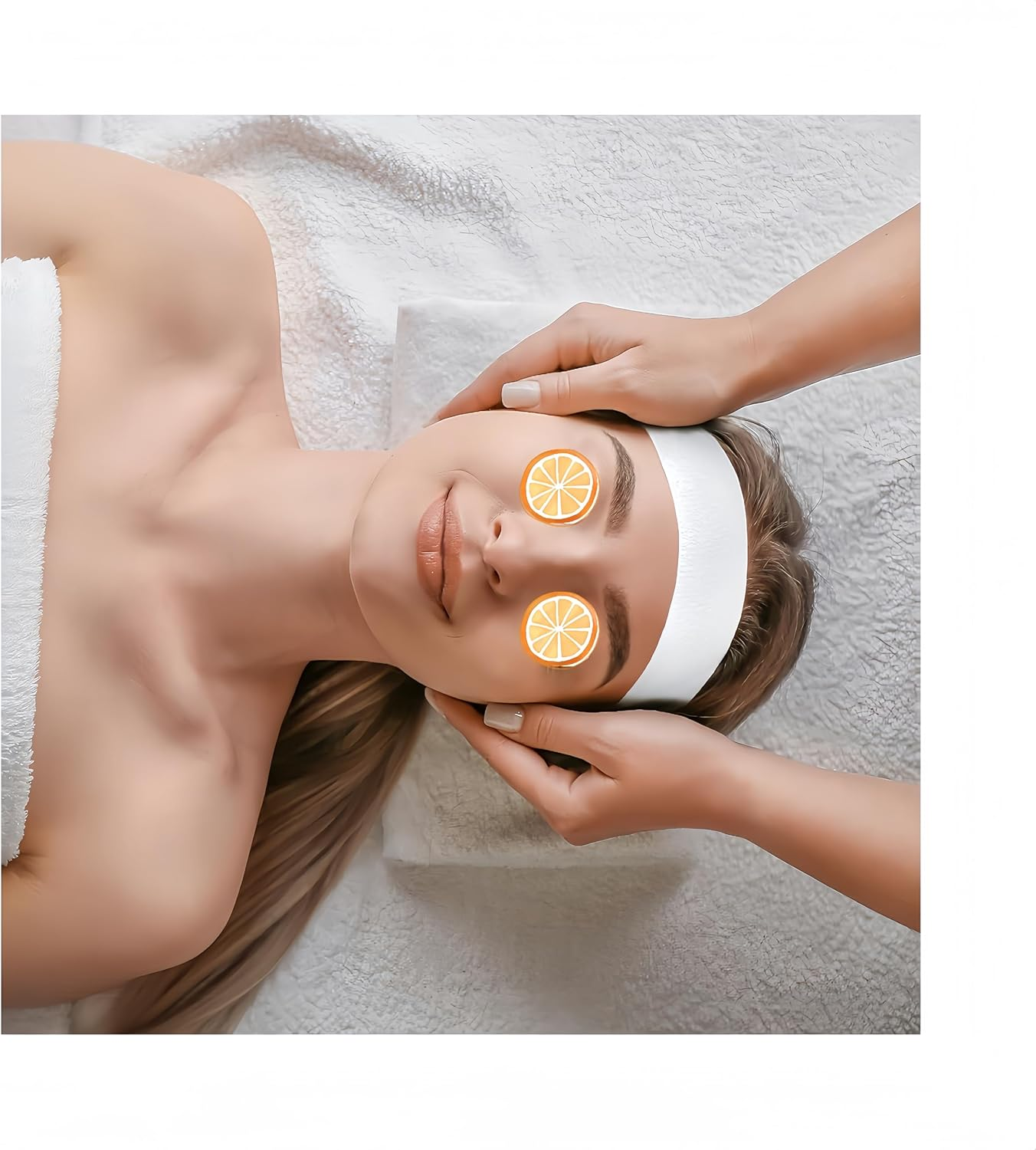 Acycoin2A 100PCS Disposable Stretchable Headband with Closure for Spa Facial Treatment Non-Woven Individually Wrapped Hair Wrap image number 6