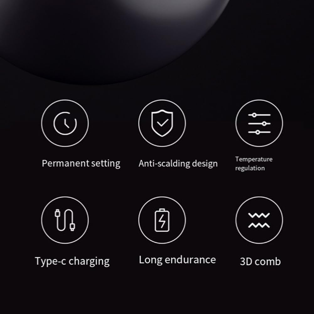 Xioaue Cordless Ceramic Heated Hot Brush 3 Temp Settings 160-200&deg;C Heat Brush LCD Display Electric Hot Comb for Smooth image number 1