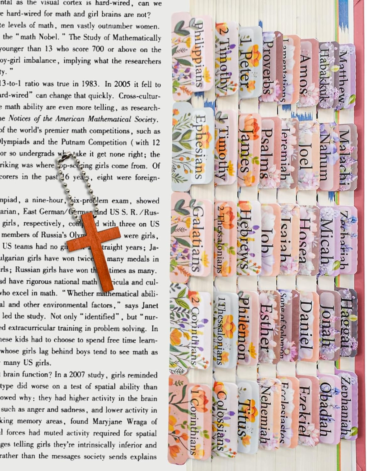 VANRA Bloom Floral Bible Tabs for Women Study Bible 75 Peel-And-Stick Large Print Laminated Bible Index Tabs Flower Bible Journaling Supplies Accessories Book Summaries Labels (Flower 1) image number 6