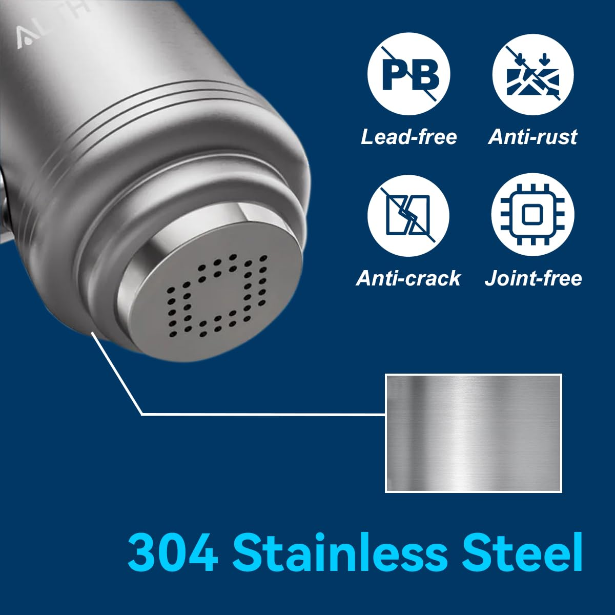 ALTHY Stainless Steel Faucet Mount Water Filtration System, Bpa-Free 400-Gallon Tap Water Filter Purifier for Sink, Certified Reduces Chlorine Heavy Metals & Bad Taste, Includes 1 System & 4 Filter image number 4