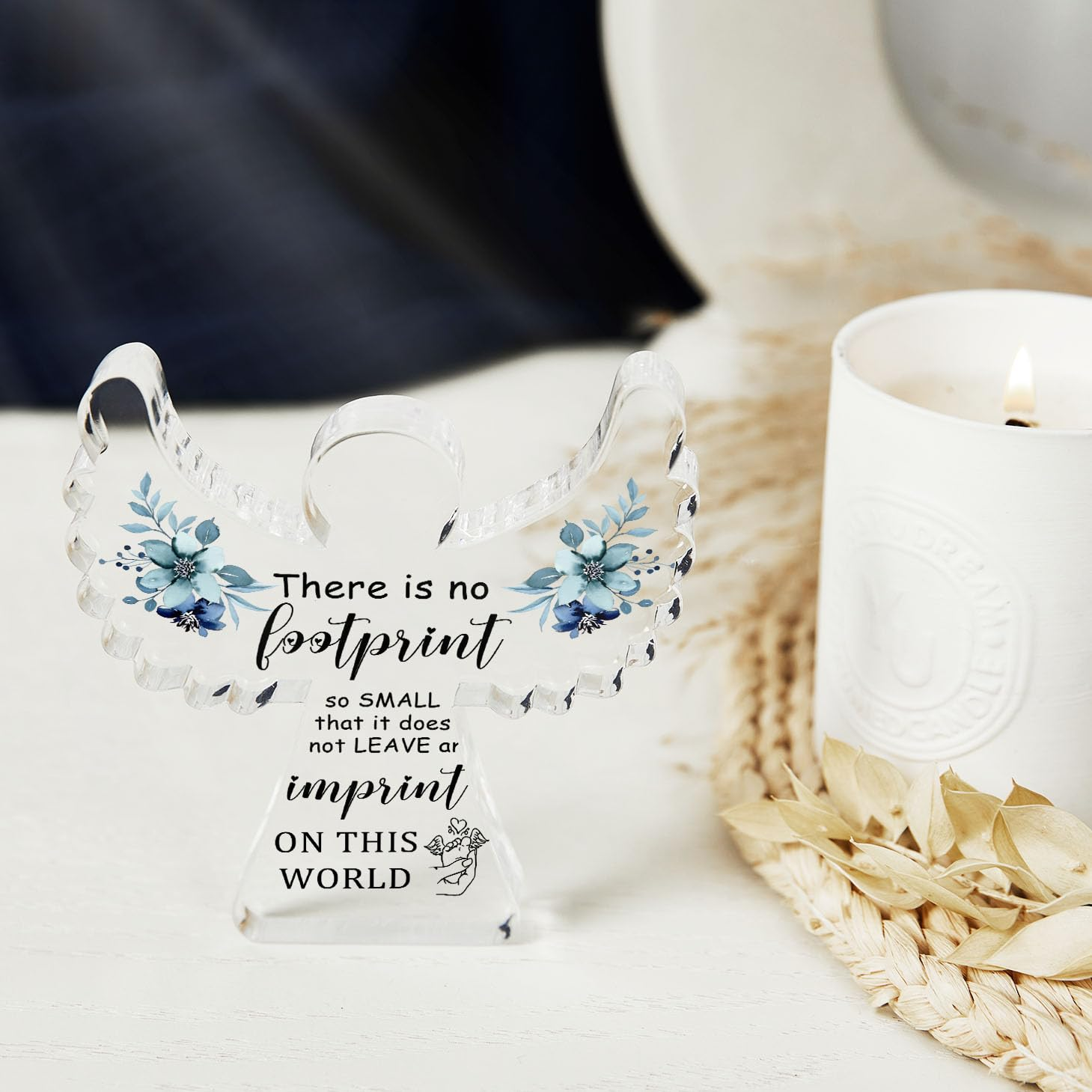 Sympathy Gifts, Miscarriage Gifts for Mothers, Remembrance Gift, Remember Me Grieving Present, Baby Footprint Memorial Angel Acrylic Decor, Funeral in Memory of Loss of Baby, Infant Loss Sympathy Gift image number 1