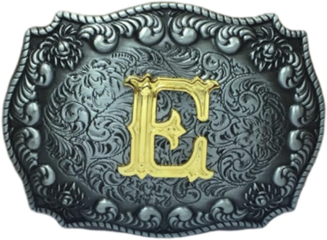 COOLLA Belt Buckle for Men- Initial Letters ABCDEFG to Z Western Rodeo Texas Cowboy Large Belt Buckles