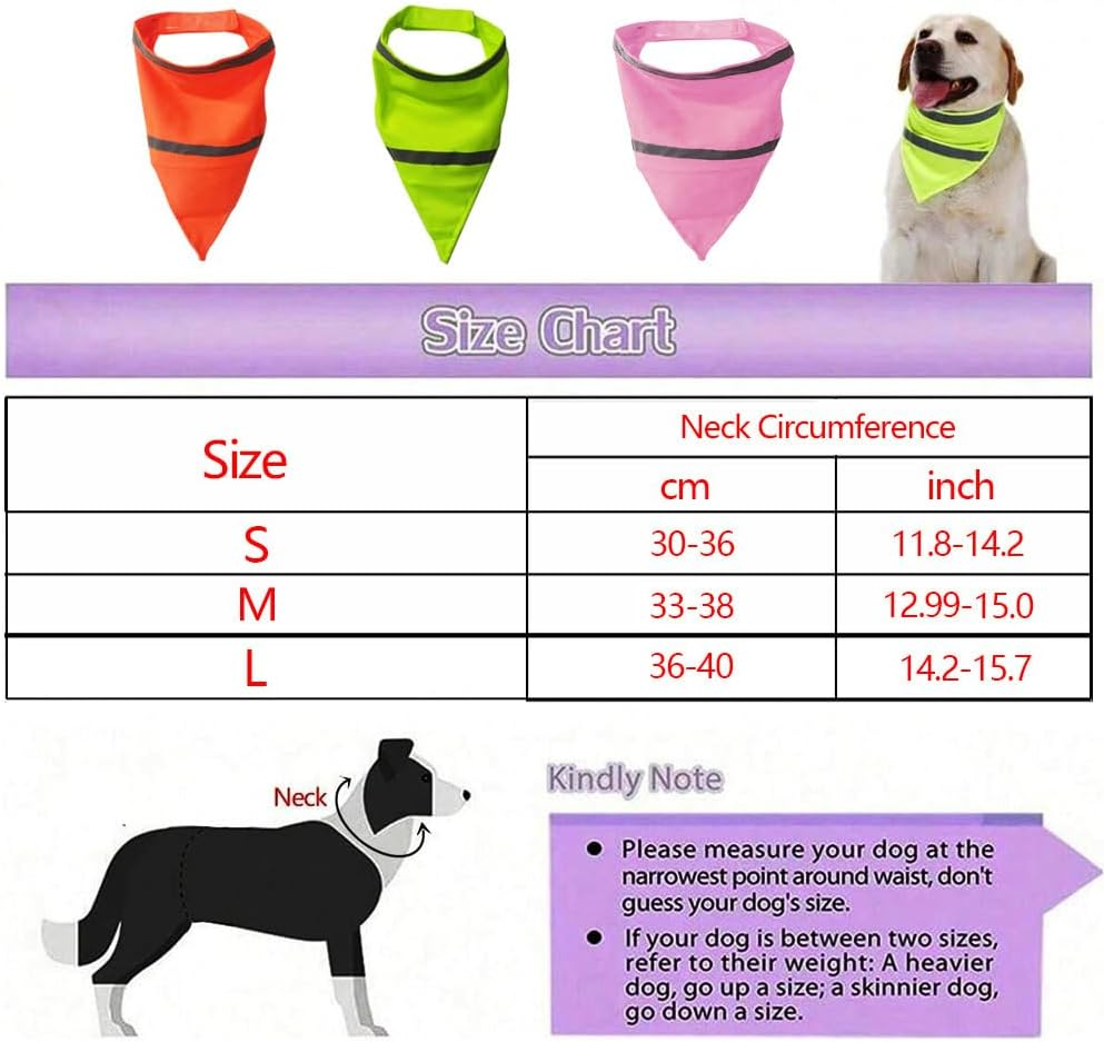 2-Piece Set of Pet Triangle Scarves, Dog Neck Reflective Light Drool Scarves, Pet Scarves (Fluorescent Green+Orange Red, L) image number 1