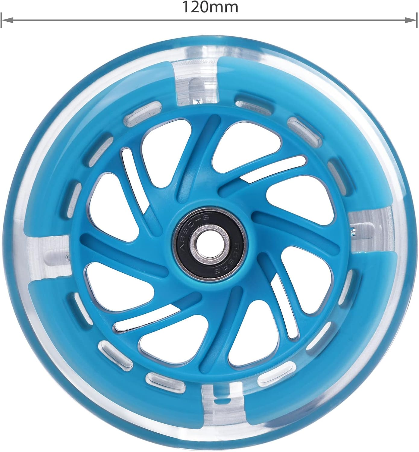 120Mm Light up Flashing Scooter Front Replacement Wheels W/Bearings for Kids 3-Wheeled Kick Scooters (Blue)