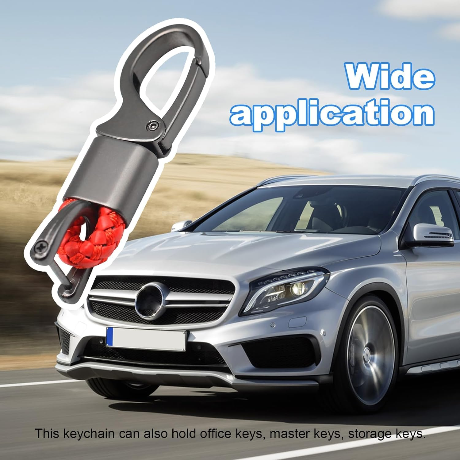 2PCS Car Key Fob Keychains, 360 Degrees Rotatable Leather Keys Chain Holder with Anti-Lost D-Ring, Universal Sturdy Metal Key Chains with Screwdriver for Women and Men image number 1