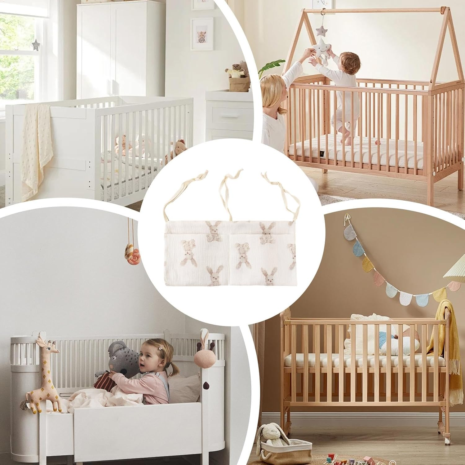 Hanging Baby Bottle Organizer - Padded Cartoon Diaper Organizer, Crib Pocket Organizer, Cute Diaper Bag, Hanging Storage Bag for Baby Bottle image number 5