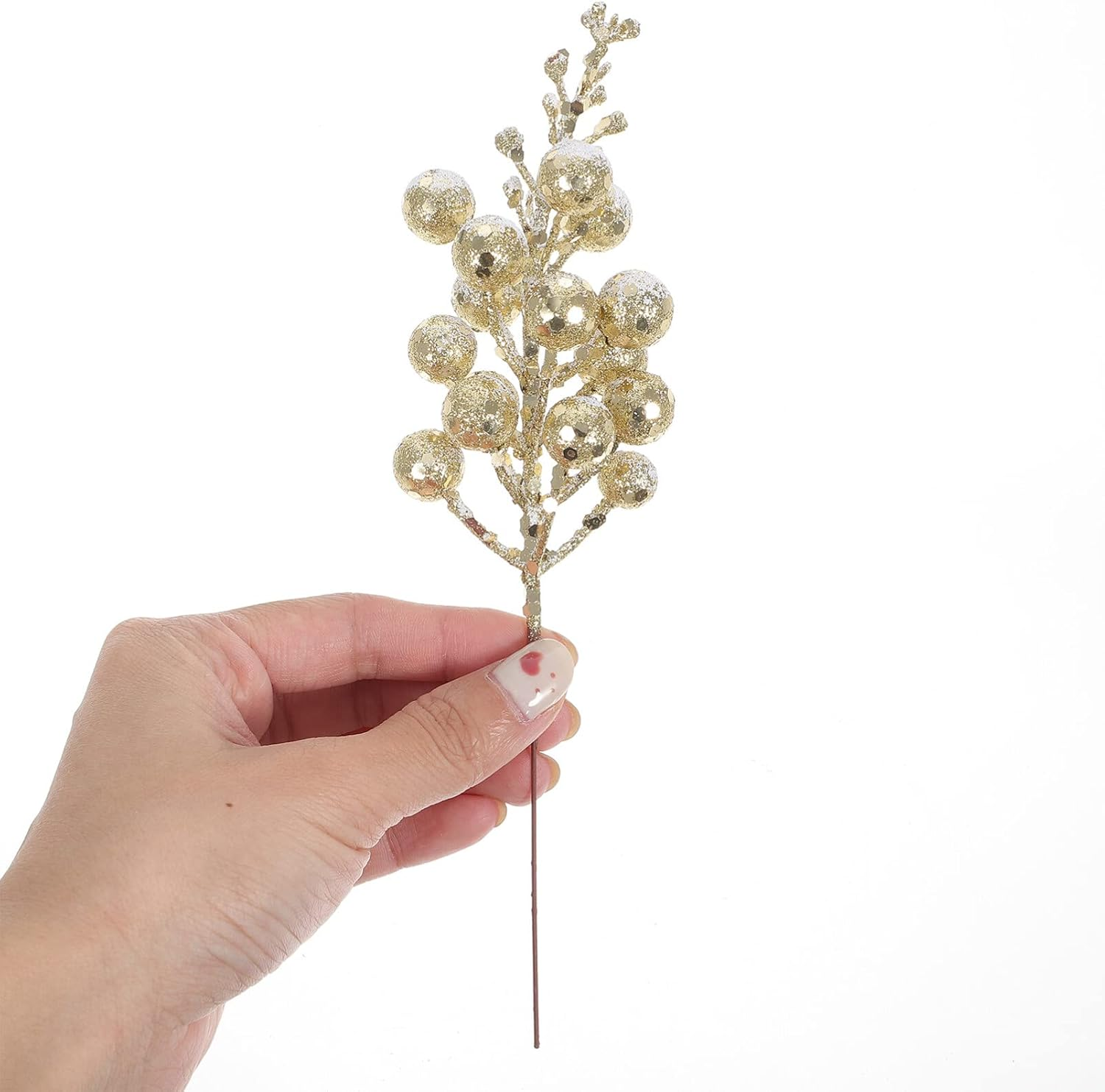 Gatuida Christmas Berry Pick Artificial Berry Stems, 10PCS Christmas Glitter Berries Stems Branches Holly Picks S Tree Ornaments Burgundy Berry Picks image number 2