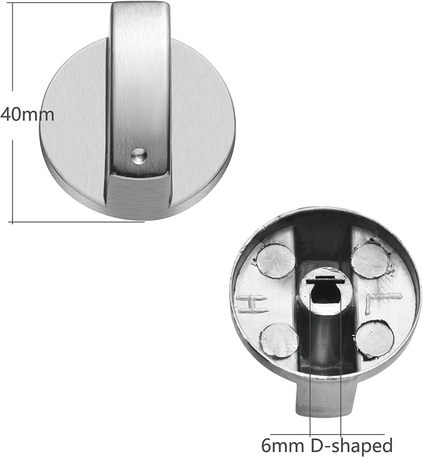 4 Pack 6Mm D-Shaped Stove Control Knobs 4 Cm Stainless Steel Replacement Compatible with 6Mm D-Shaped Stove Oven,Stove,Range image number 4