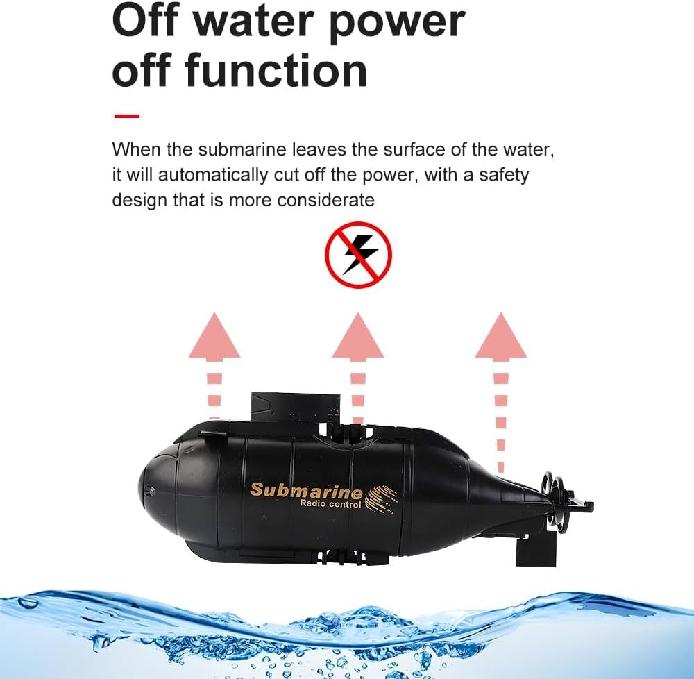 7JI RC Submarine Toy, Underwater Boat 360&deg; Rotatable High Speed Electric Water Toys,Remote Contriol Submarine for Kids Gift-Black image number 5