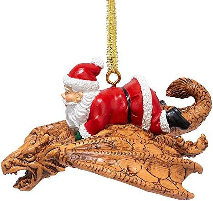 Design Toscano Santa and the Snowdragon 2020 Holiday Gothic Ornament, Individual, Full Color