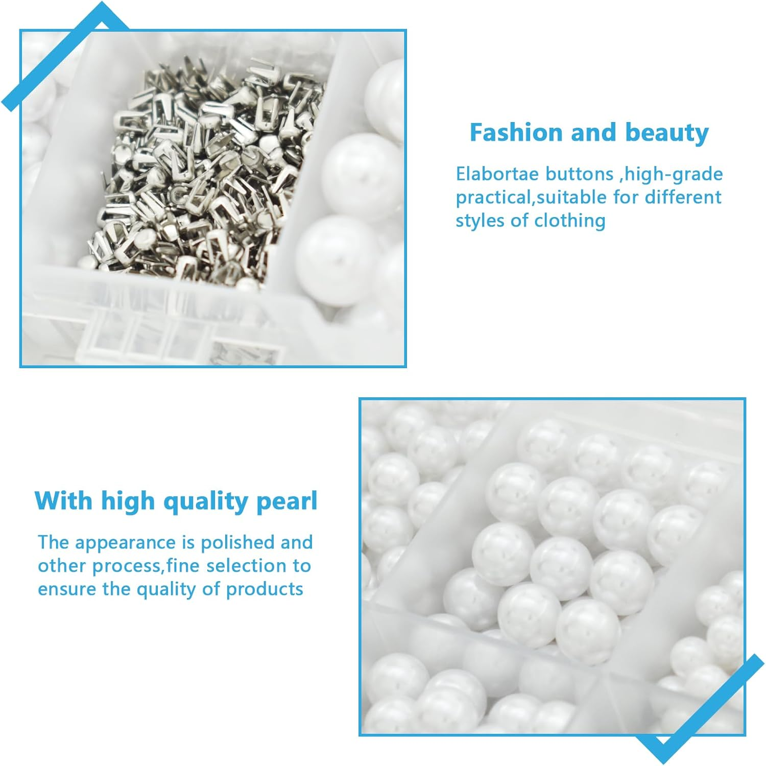 1670Pcs White Pearl Beads with Rivet Studs, Pearl Setting Machine Accessories 5 Size No Holes Pearl Beads for DIY Crafts and Decoration image number 4