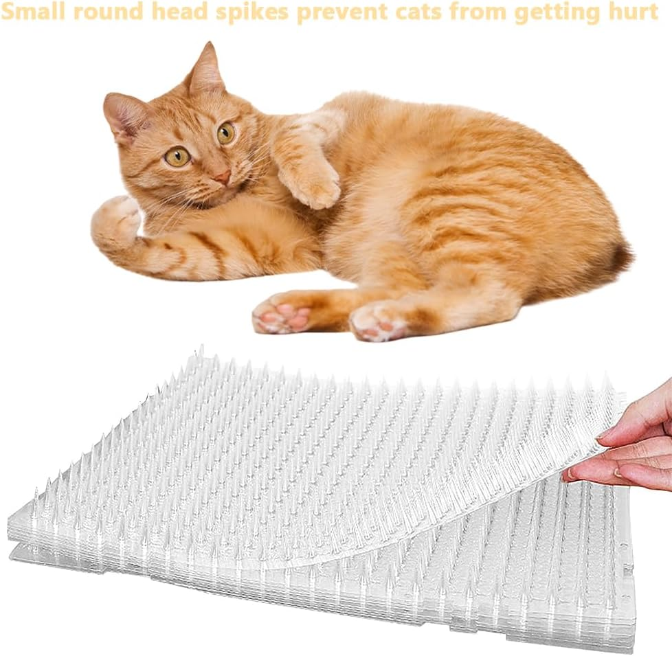 20-Piece Clear Pet-Proof Spiked Pads, Cat Deterrent Mat, Foldable Pussy Repeller, Gentle Rounded Spikes, Compact Storage, for Indoor and Outdoor Us image number 4