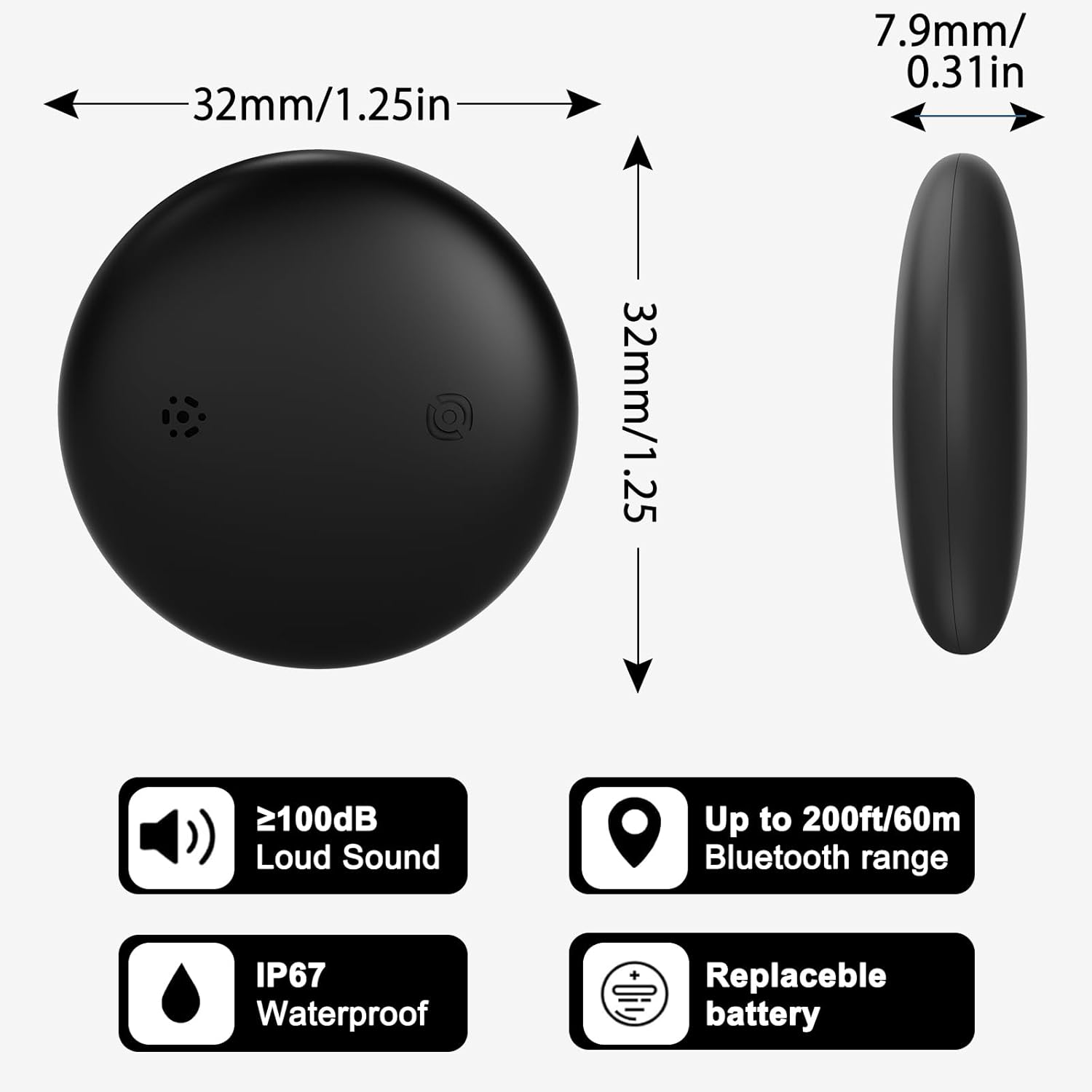 ICOO Airtags,Tracker Smart Tracker,Working with Apple Find My. Perfect for Locating Keys, Luggage, Backpacks, and Pets. with Replaceable Batteries, Loud Beeps, and Worldwide Tracking 1-Pack. image number 1