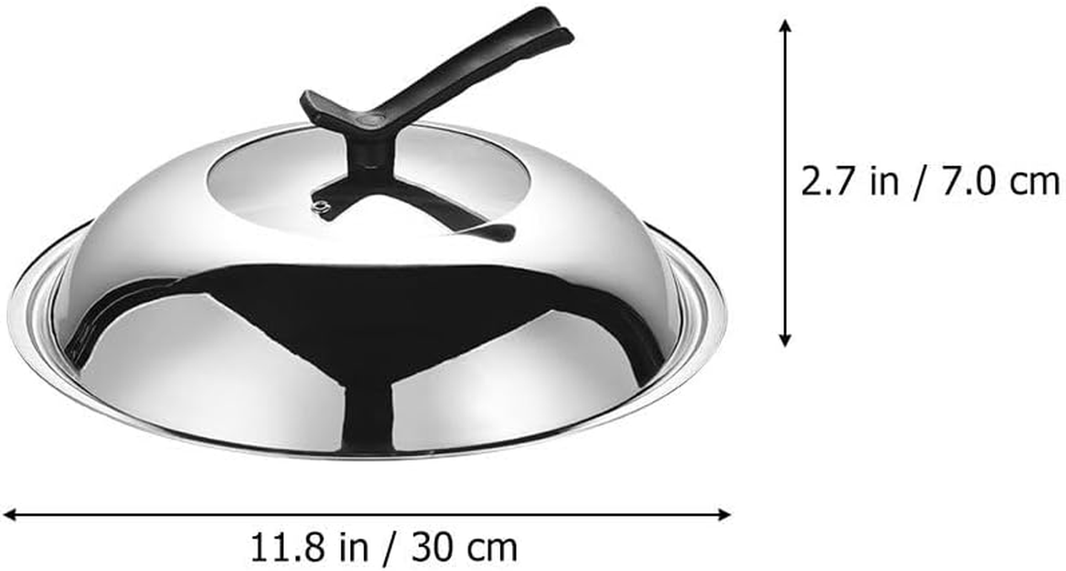 Healvian Stainless Steel Wok Cover 30CM Pot Lid Thickened Pan Cover Visual Pot Cover Wok Lid Frying Pan Lid Universal Lids for Pots, Pans and Skillets image number 5