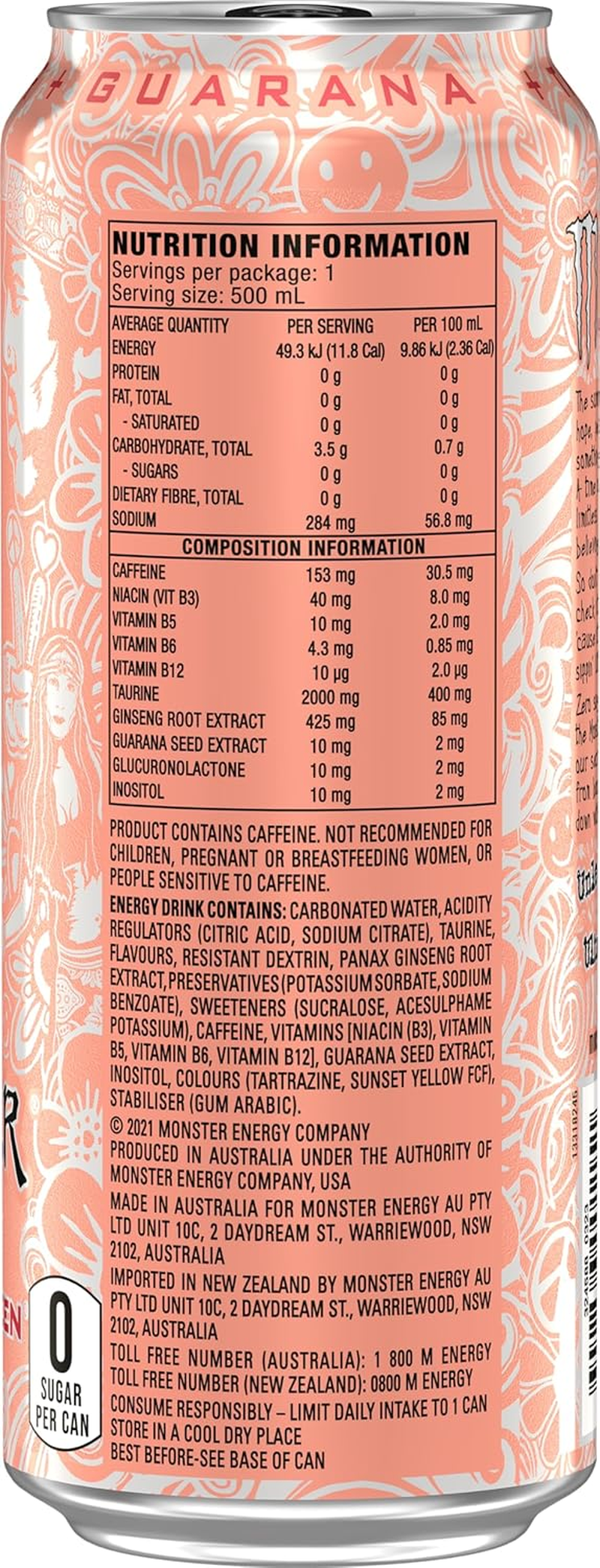 Monster Energy Drink Ultra Peachy Keen 24 X 500Ml image number 2