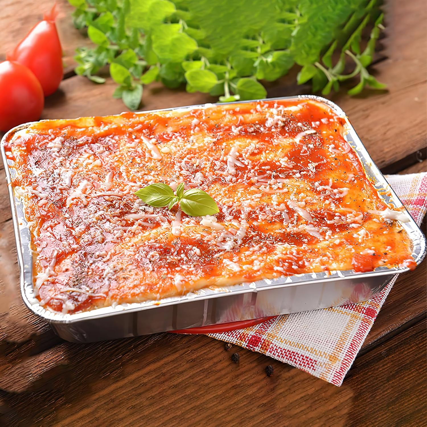 25 Pcs Aluminium Foil Baking Trays, Aluminium Foil Trays Containers, Aluminum Pans with Lids, Non-Stick Aluminum Foil Baking Pans, Tin Foil Pans for Baking Cooking Roasting Heating and Freezer image number 5