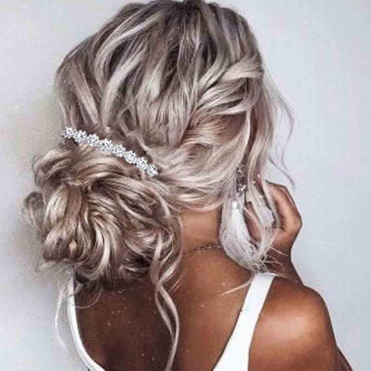 Yheakne Crystal Bridal Hair Comb Silver Rhinestone Hairpiece Wedding Headpiece Bridal Side Comb Wedding Hair Accessories for Bride and Bridesmaids (Silver) - Silver image number 2