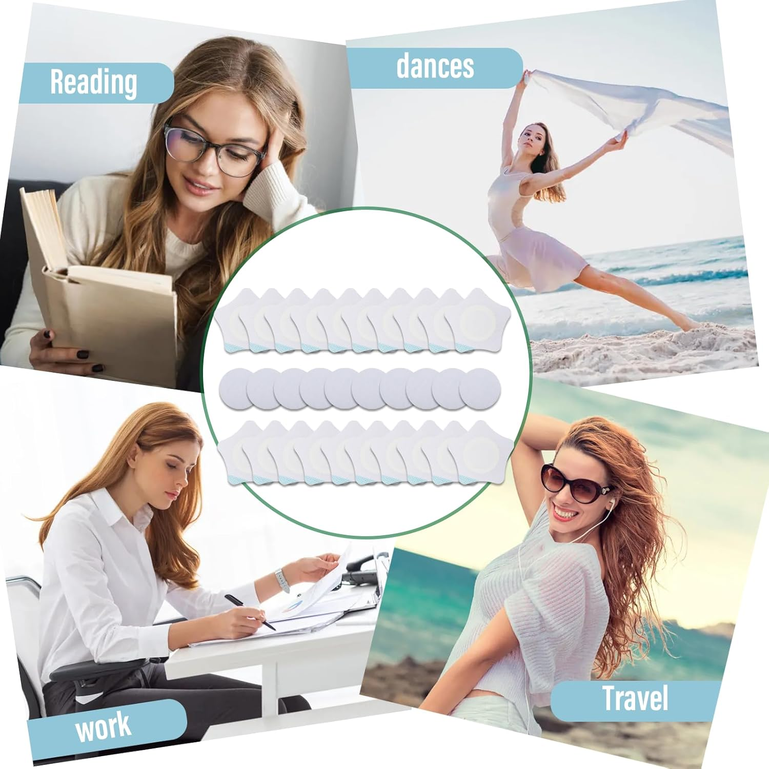 Viiotu 50Pcs Castor Oil Patches + 50 Cotton Cores, Breathable Non-Woven for Women, Portable Multi-Layer Anti-Leak Strong Adhesion Castor Oil Pack, 7Cm/2.75In image number 2