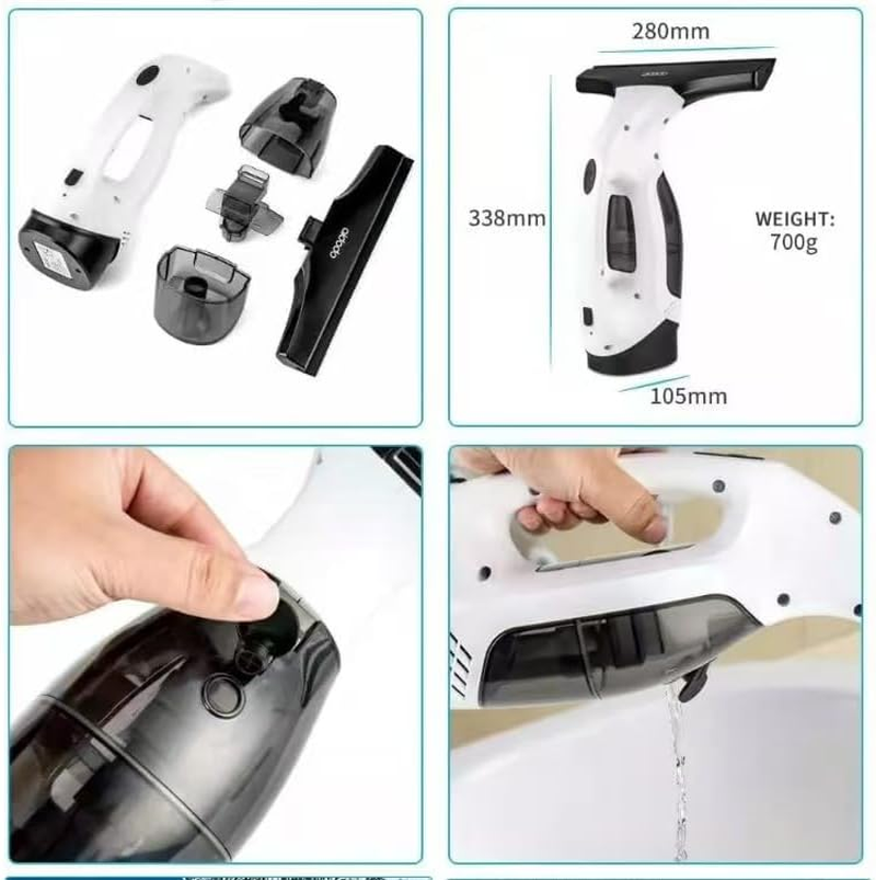 Window Vac WV 2 plus N, Battery Running Time: 35 Min, LED Display for Battery Status, 2 Suction Nozzles, Spray Bottle with Microfibre Cloth, 20 Ml Window Cleaner Concentrate image number 5