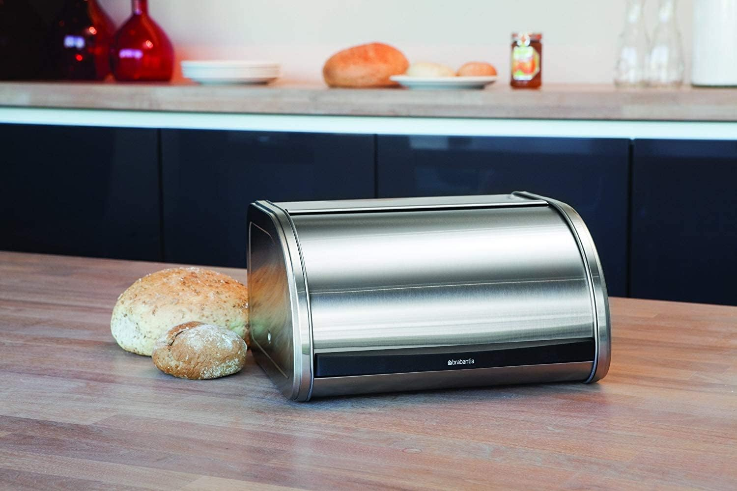 Brabantia 348907 Roll Top Bread Bin, Medium, Matt Steel - Matt Steel image number 5