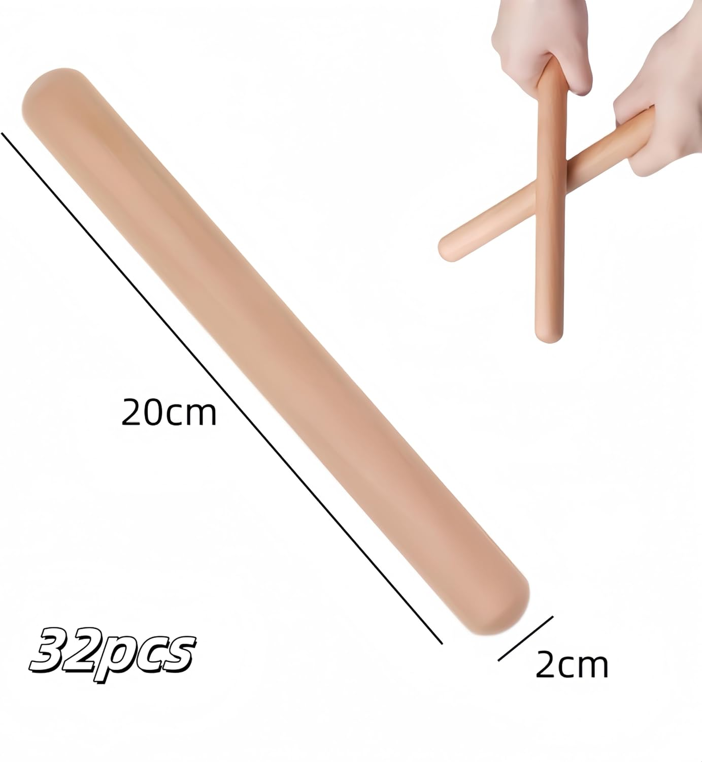 Ai-Oumleef 32Pcs Rhythm Music Sticks, Musical Sticks,Rhythm Blocks Percussion Music Sticks for Beginner Music Sticks Rhythm Sticks Clapping Sticks (Wood）