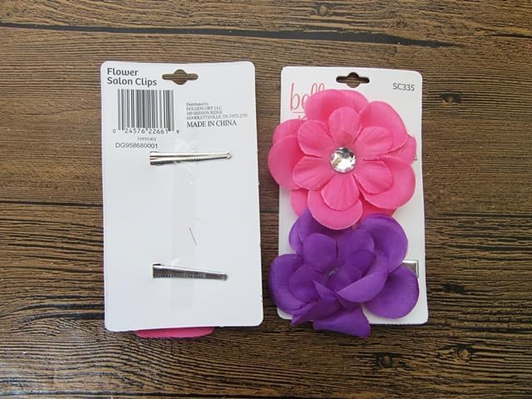3Sheet X 2Pcs Hair Clips with Flowers 6.5Cm Dia
