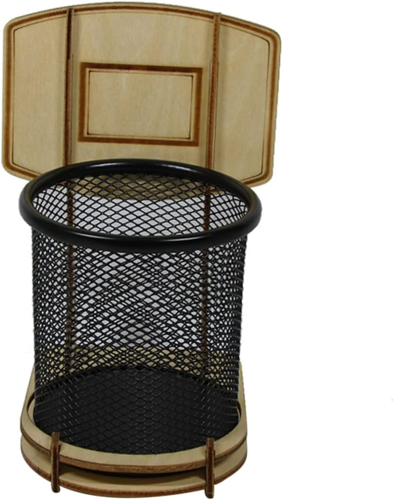 NUOBESTY Wooden Basketball Stand DIY Pen Holder Pencil Organizer Storage Case Detachable Pen Container for Desk Home Decorative Accessories Stationery Supplies image number 3