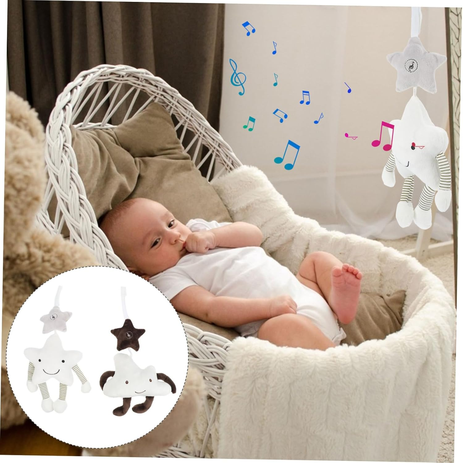 2Pcs Bedroom Accessory Crib Bed Ornament Decorative Rattle Pendant for Nursery Decor image number 5
