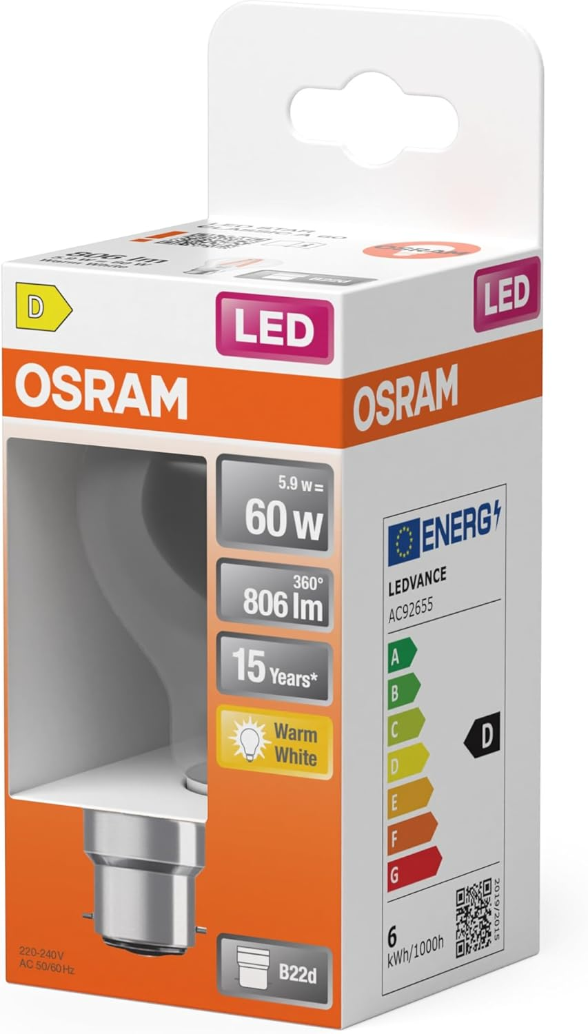 OSRAM LED Retrofit Classic a 5.9 W 827 Clear B22D
