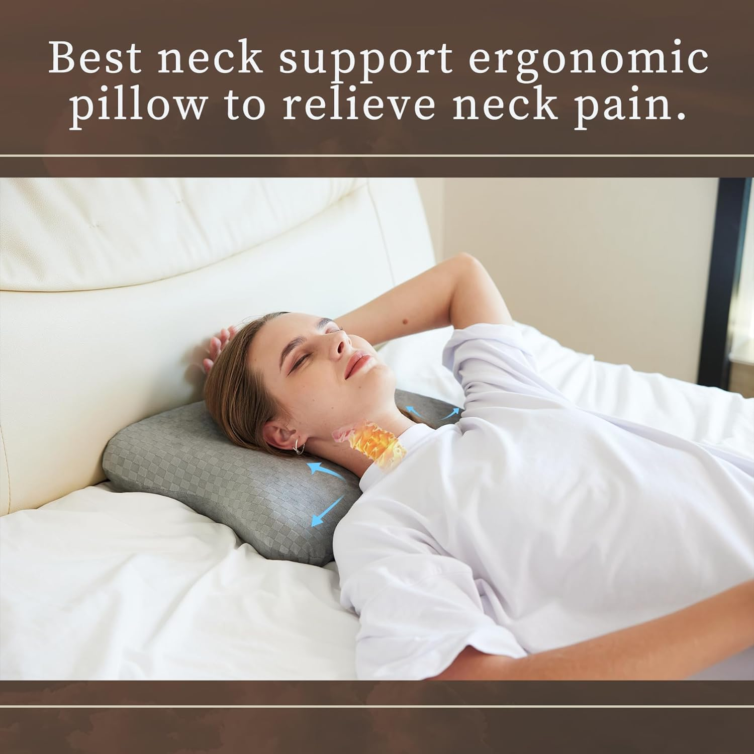 Piercing Pillow | Memory Foam Ear Piercing Pillow for Side Sleepers, Pillow with an Ear Hole for Ear Pain Relief, Ear Guard Pillow, Ear Hole Pillow for Piercings, Earplugs, and Headphones (Light Grey) image number 3