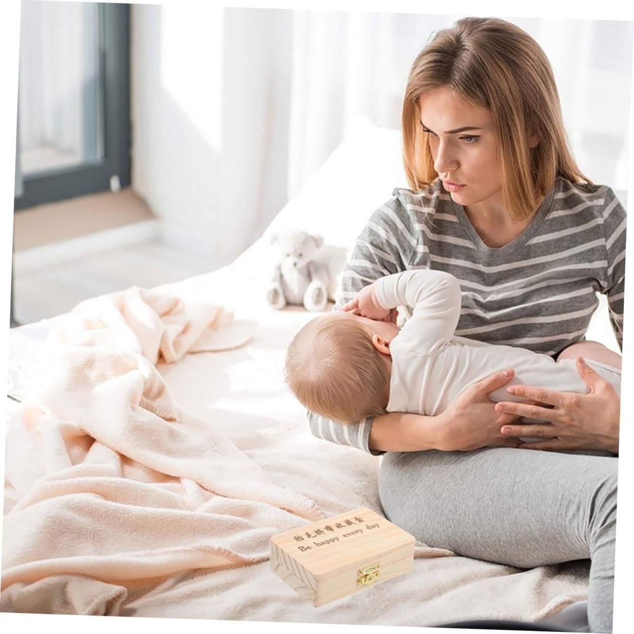 WOONEKY 1 Set Hair and Cord Keepsake Box Elegant Design for Storing Hair Teeth and More Newborn Present for Parents Memory Preservation image number 4