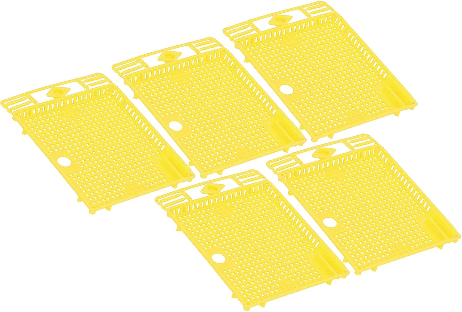 Queen Bee Cage 5 Pack Reusable Plastic Queen Isolator Beekeeping Tool Set for Hive Management Bee Colony Control and Queen Introduction Beekeeping Equipment (Yellow)