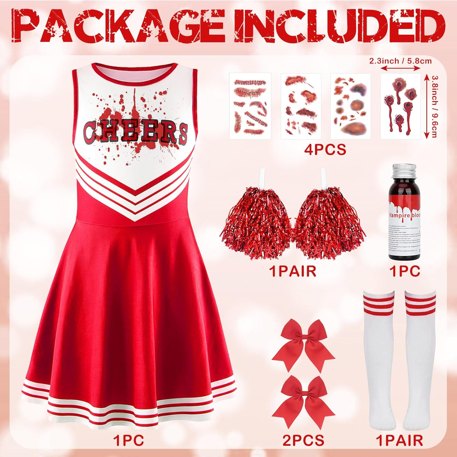 Women Zombie Halloween Cheerleader Costume,Zombie Cheerleader Outfit, Dead Fearleader Dress, Scary Themed Party Cosplay image number 1